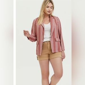 Torrid blazer Dusty Rose Stripe Longline Boyfriend Lightweight Plus Sz 2 New.